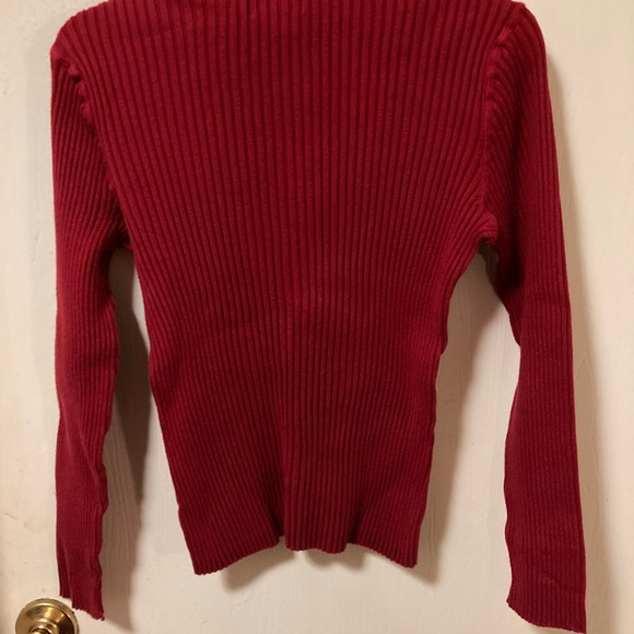 i.e Relaxed Red Ribbed Turtleneck Sweater - Picture 6 of 6